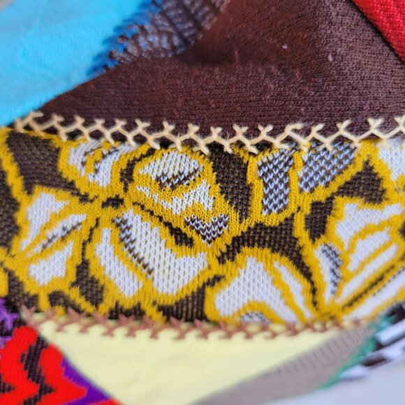 Vintage Crazy Patchwork Throw Pillow 14x14 Polyester Handmade Quilted Embroidery - Picture 16 of 16